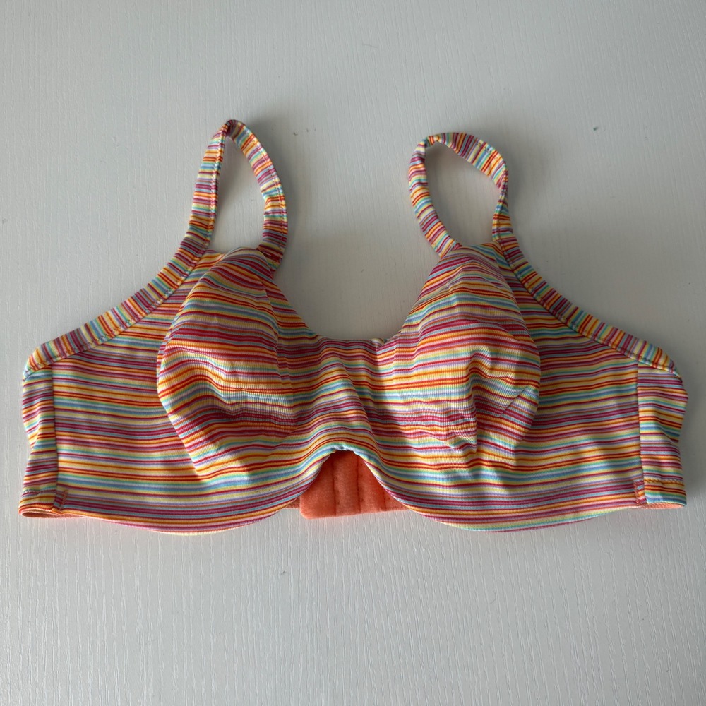 Vintage Victoria's Secret Rainbow Striped Unlined Underwire Bra Women 36C Y2K